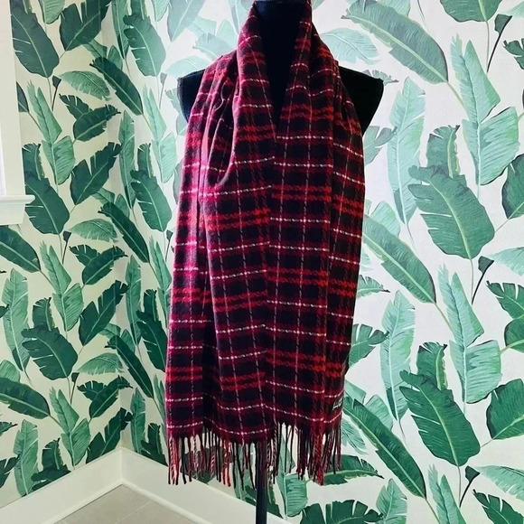 Cashmink Red Black Plaid Scarf - Picture 1 of 3